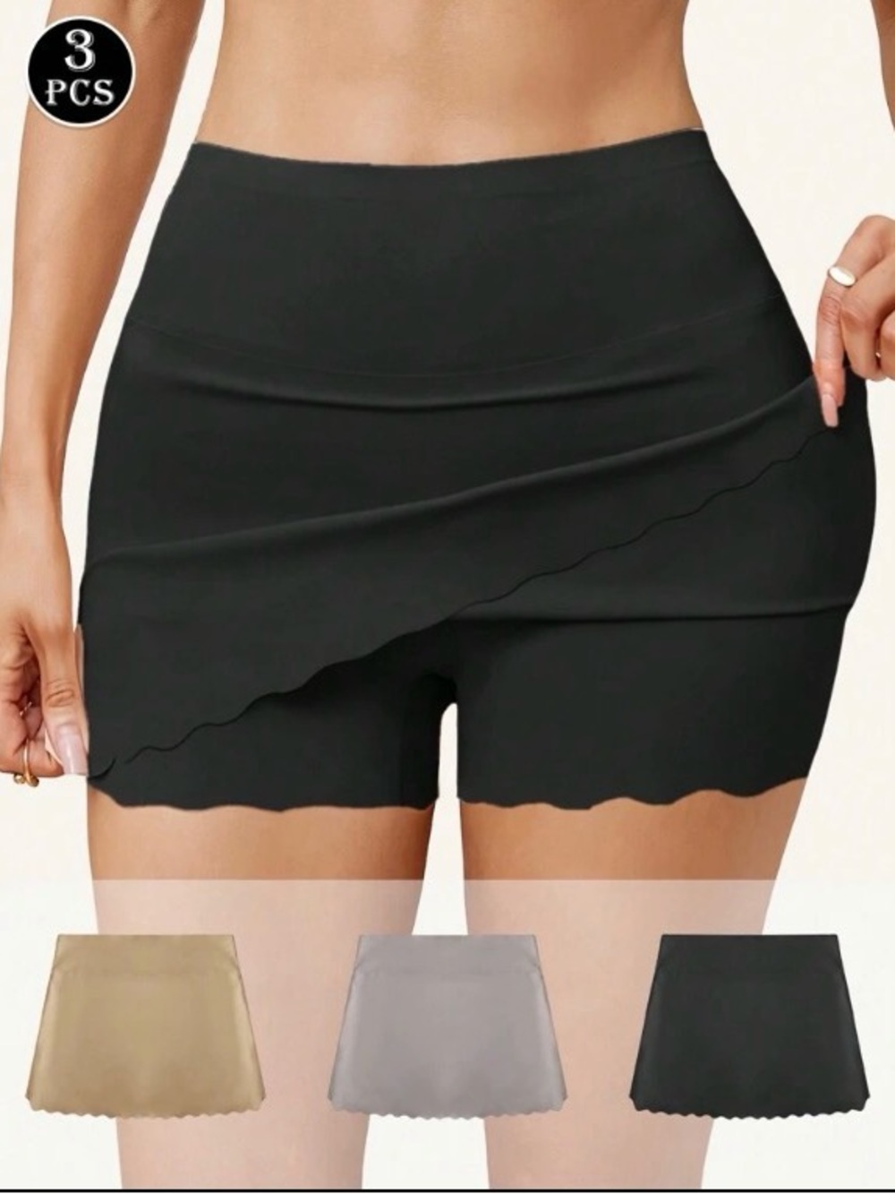 3 Pk Size Small Black Nude Gray/Purple Seamless Mid Rise Safety Boy Shorts